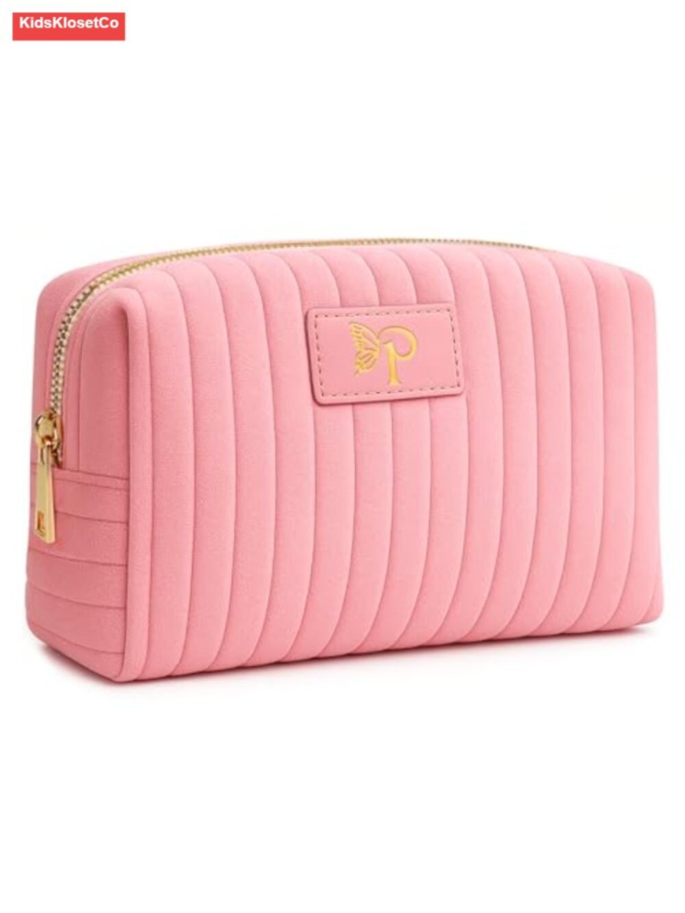 Quilted Velvet Monogram Makeup Bag Cosmetic Pouch Travel Toiletry Organizer